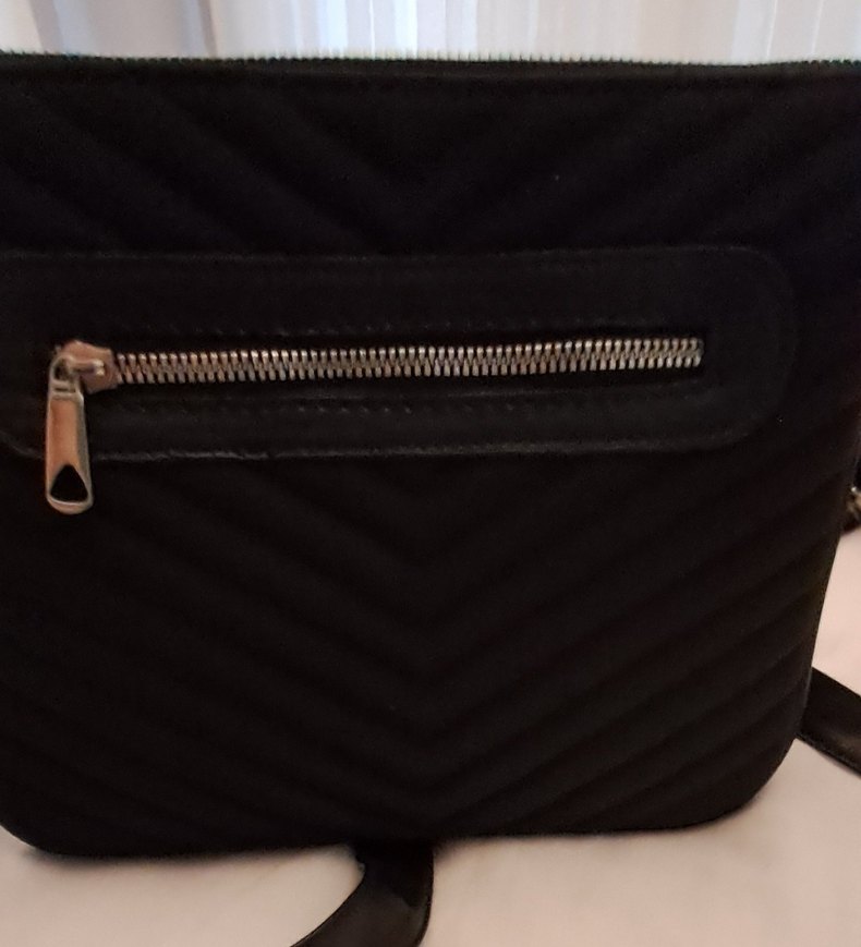 Siyah Deri Çizgili Kadın Çanta - Görsel 4