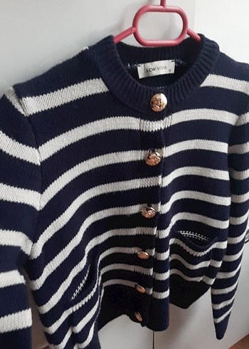 LC Waikiki Düğmeli Lacivert Çizgili Mini Hırka