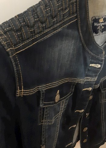 Diğer Düğmeli Kadın Koyu Denim Ceket