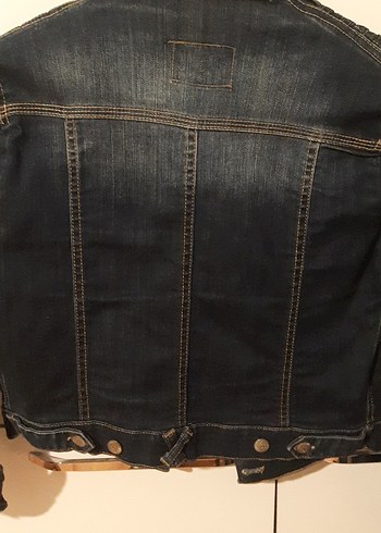 l Beden Düğmeli Kadın Koyu Denim Ceket