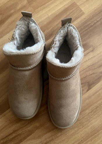 37 Beden camel Renk Bej Süet Kürklü Kadın Dolgu Topuk Bot