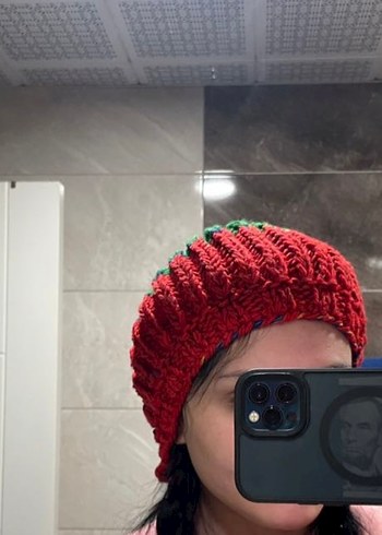 Renkli Örgü Kadın Bere - Görsel 3