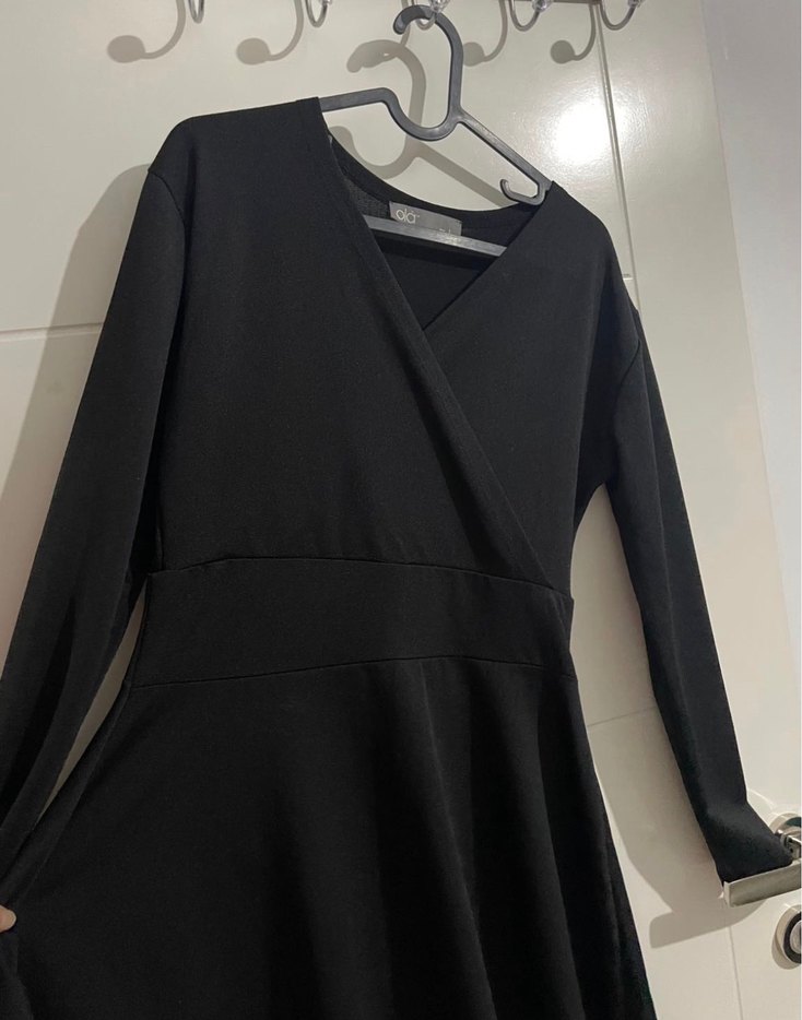 Siyah, Uzun Kollu Kadın Elbise - Görsel 3