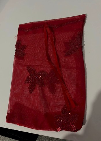 Kırmızı vintage Nakışlı Uzun bindallı - Görsel 7