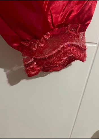 Kırmızı vintage Nakışlı Uzun bindallı - Görsel 4