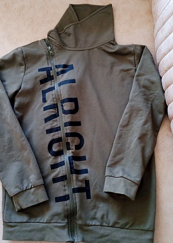 Erkek Çocuk haki Fermuarlı Sweatshirt