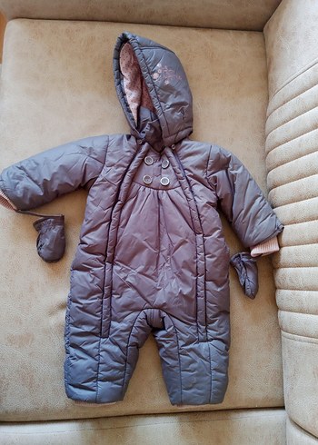 Gri Kapüşonlu Bebek Tulumu - Görsel 2