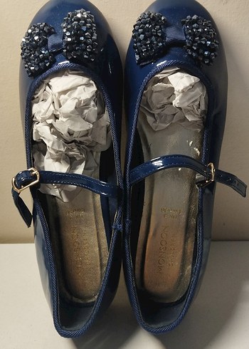 Kız Çocukları İçin Koyu Mavi Tokalı Babet - Görsel 2