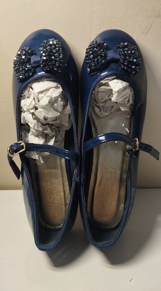 Kız Çocukları İçin Koyu Mavi Tokalı Babet - Görsel 2