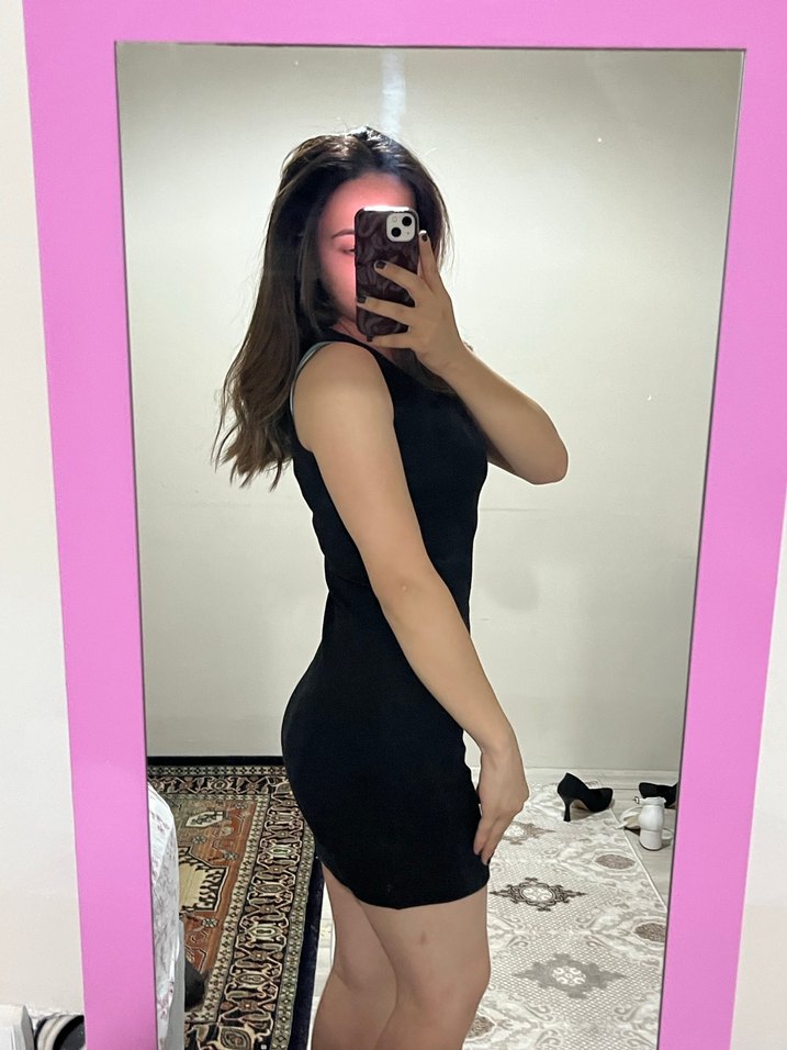 Siyah Kolsuz Midi Goth Elbise - Görsel 2