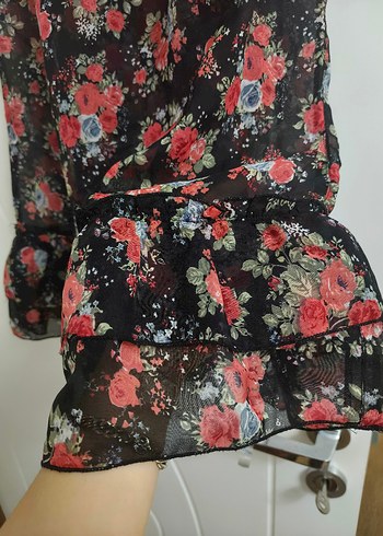 Renkli Çiçek Desenli Şifon Plaj Elbisesi - Görsel 3