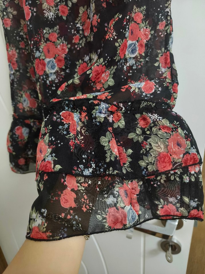 Renkli Çiçek Desenli Şifon Plaj Elbisesi - Görsel 3