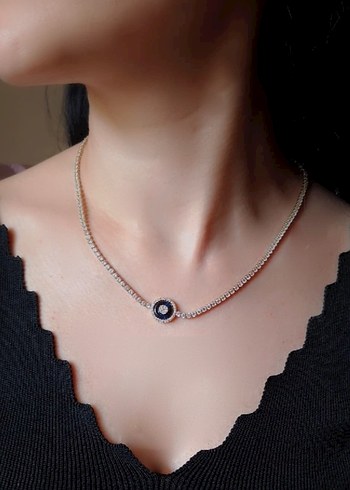 Diğer Zirkon Taşlı Nazar Boncuklu Gold Kolye
