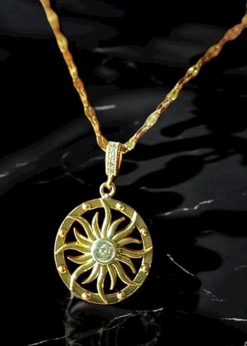 Diğer Paslanmaz Çelik Güneş Desen Gold Kolye
