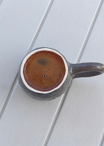 Gri Seramik Kulplu Kahve Fincanı - Görsel 2