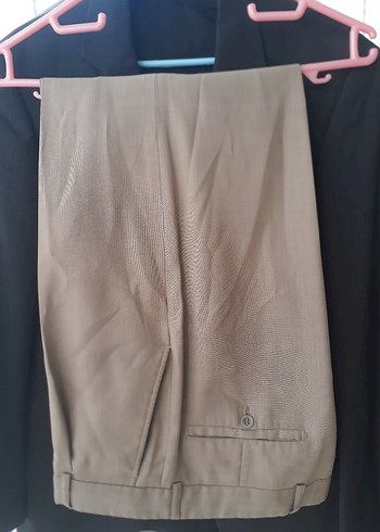 Bej erkek Kumaş Pantolon, Kemerli, Midi Boy