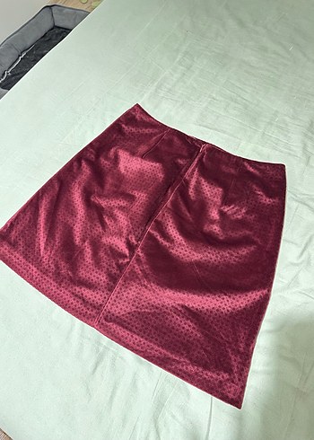 40 Beden Bordo Drapeli Mini Etek