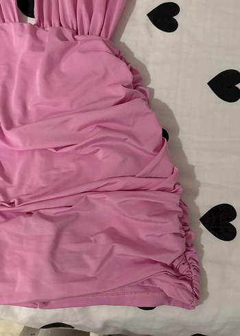 Kikiriki Pembe Drapeli V Yaka Uzun Abiye Elbise