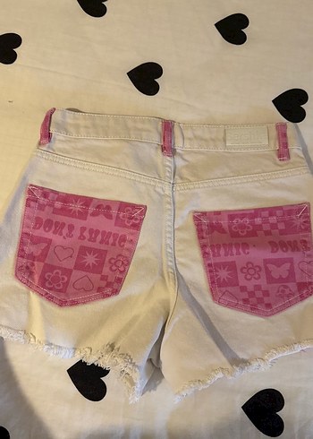 34 Beden pembe Renk Pembe Baskılı Midi Denim Şort