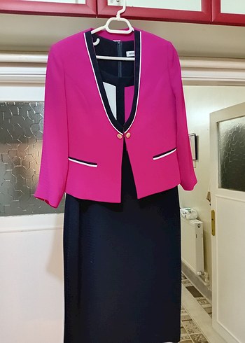 Düğmeli Pembe Kadın Blazer Ceketli abiye - Görsel 3