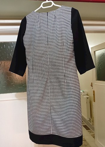 Siyah Beyaz Kareli Midi Elbise - Görsel 2