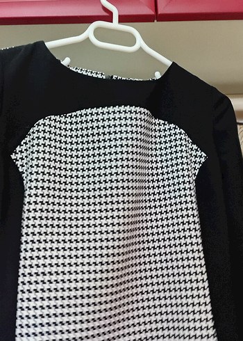 Siyah Beyaz Kareli Midi Elbise - Görsel 3