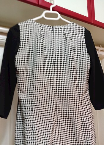 Siyah Beyaz Kareli Midi Elbise - Görsel 4