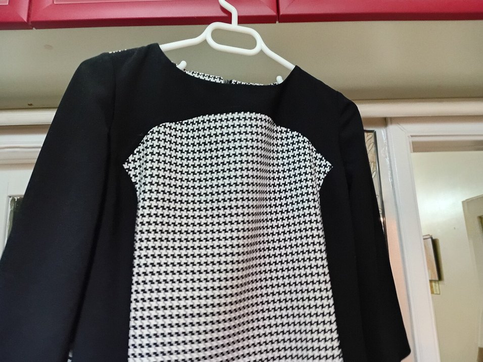 Siyah Beyaz Kareli Midi Elbise - Görsel 3