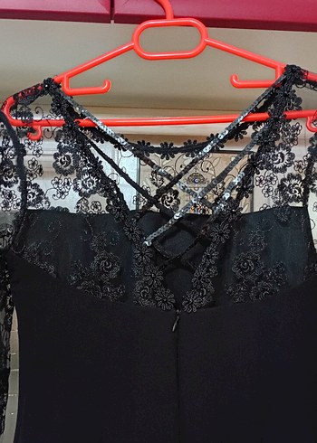 Dantelli Siyah Uzun Elbise - Görsel 2