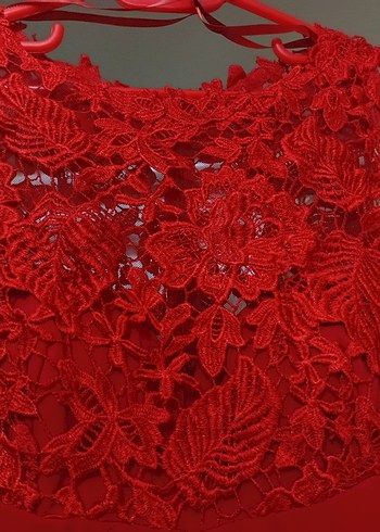 Kırmızı Uzun Abiye Elbise - Görsel 4