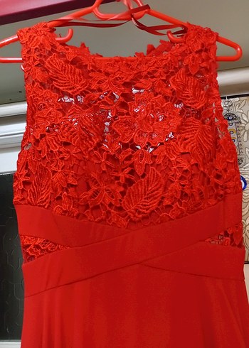 Kırmızı Uzun Abiye Elbise - Görsel 3