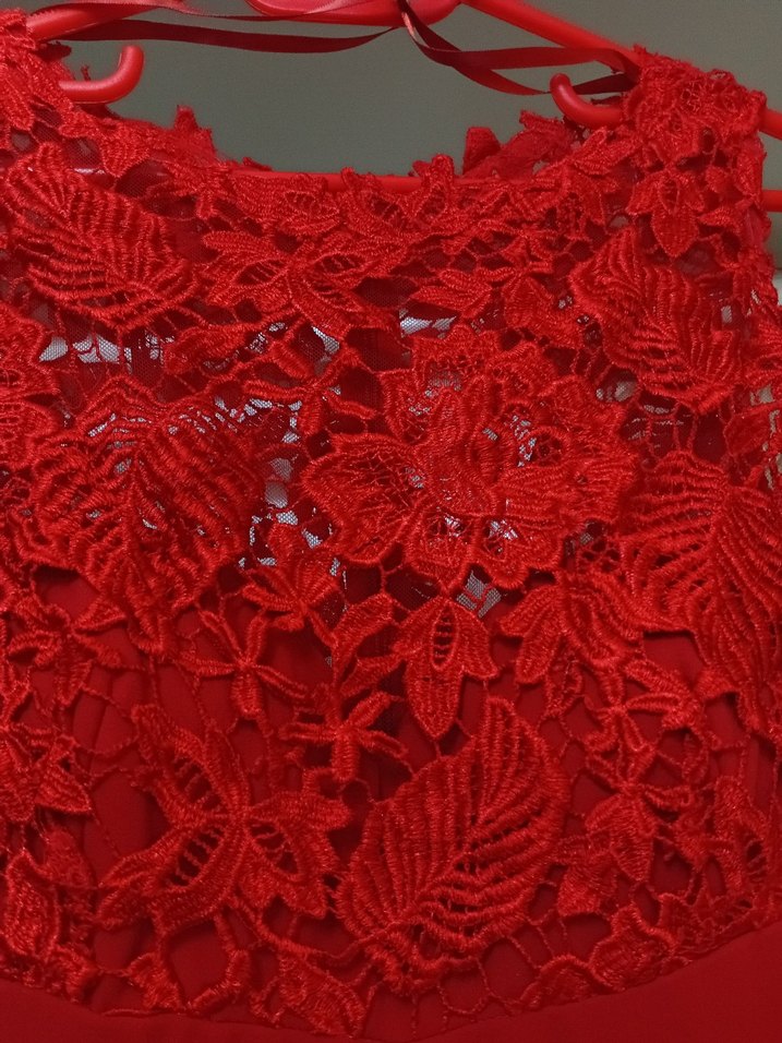 Kırmızı Uzun Abiye Elbise - Görsel 4