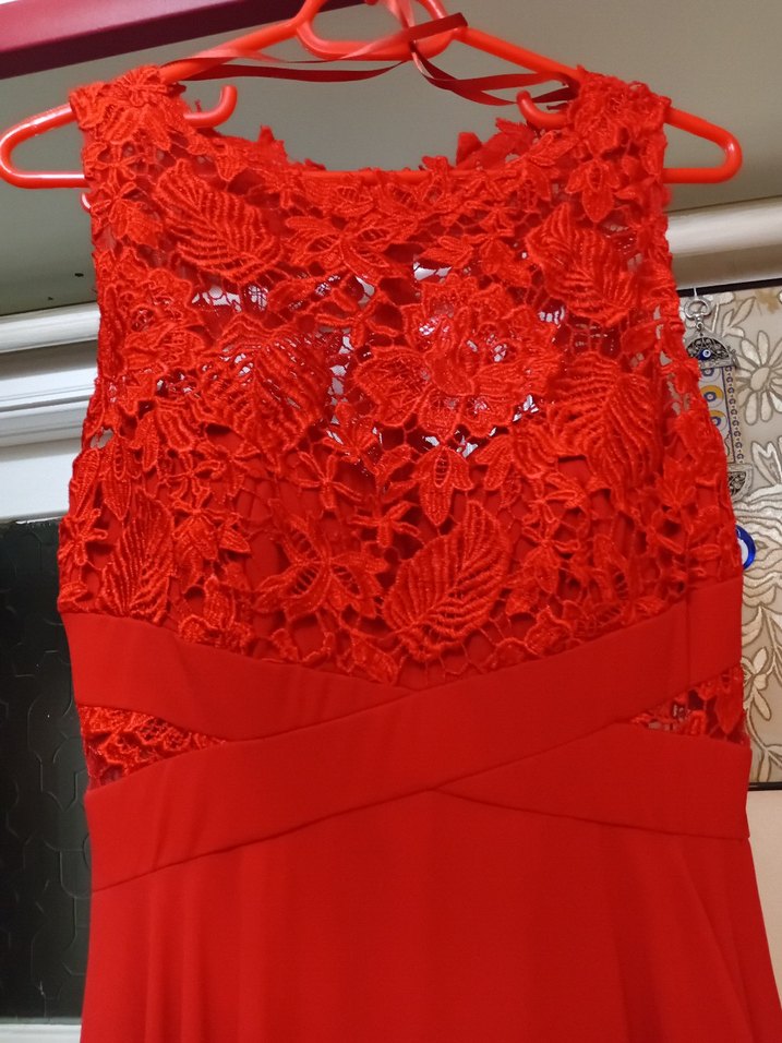 Kırmızı Uzun Abiye Elbise - Görsel 3