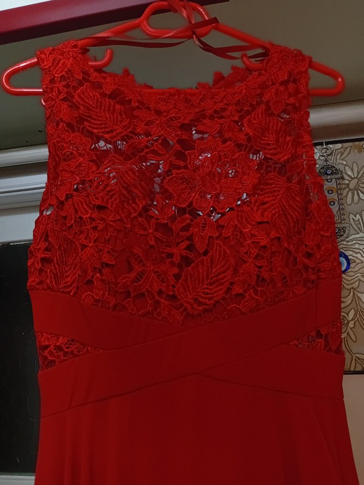 Kırmızı Uzun Abiye Elbise - Görsel 2