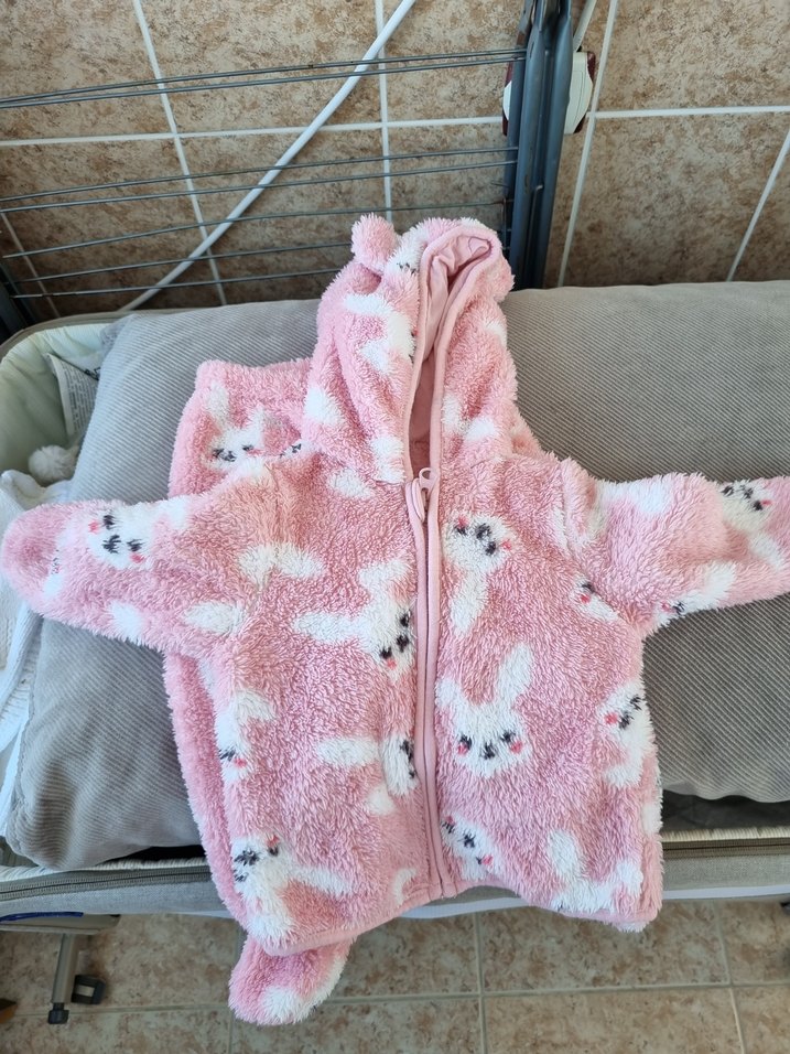 Kapüşonlu, Kürklü Pembe Kız Bebek Tulumu - Görsel 3