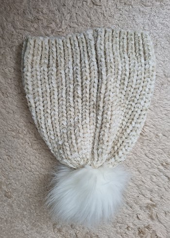 Kadın Beyaz Örgü Bohem Bere - Görsel 2