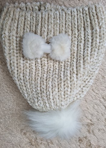 Kadın Beyaz Örgü Bohem Bere - Görsel 3