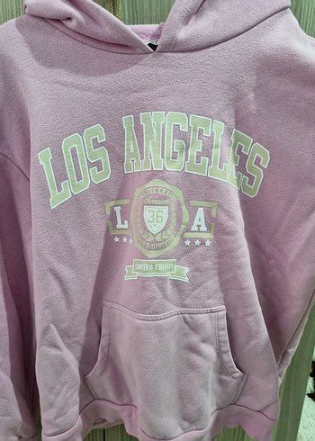 Pembe Kapüşonlu Uzun Kollu Sweatshirt - Görsel 3