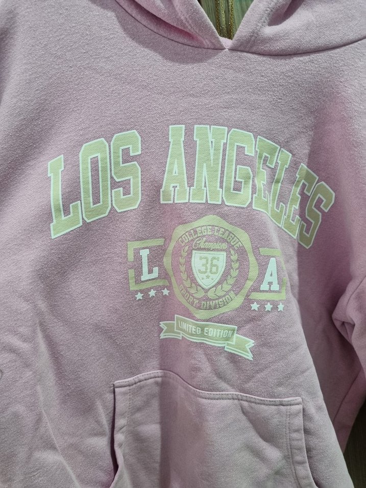 Pembe Kapüşonlu Uzun Kollu Sweatshirt - Görsel 2