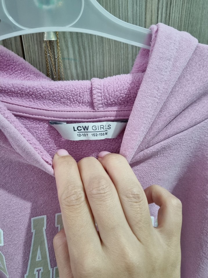 Pembe Kapüşonlu Uzun Kollu Sweatshirt - Görsel 5