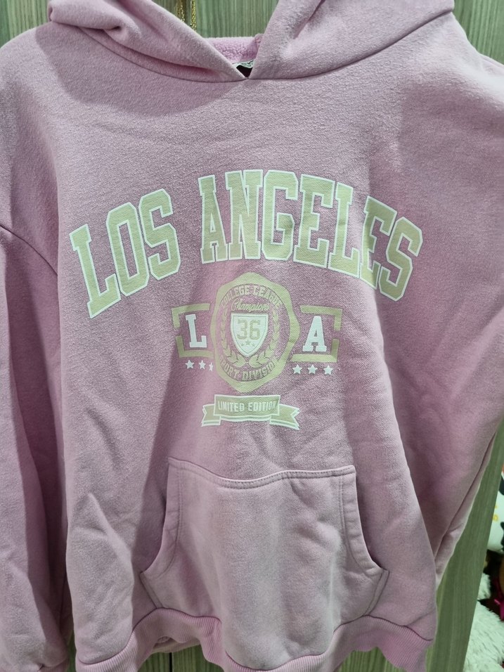 Pembe Kapüşonlu Uzun Kollu Sweatshirt - Görsel 3