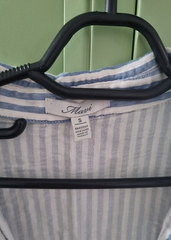 Düğmeli Çizgili Kadın Gömlek - Görsel 3