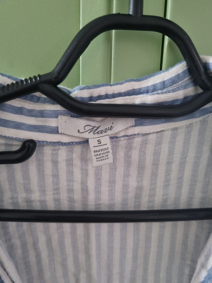 Düğmeli Çizgili Kadın Gömlek - Görsel 3