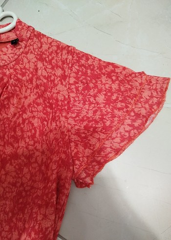 s Beden kırmızı Renk Kısa Kollu Bohem Mini Elbise