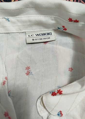 LC Waikiki LCW 10/11 yaş kız çocukBohem Beyaz Kısa Kollu Gömlek