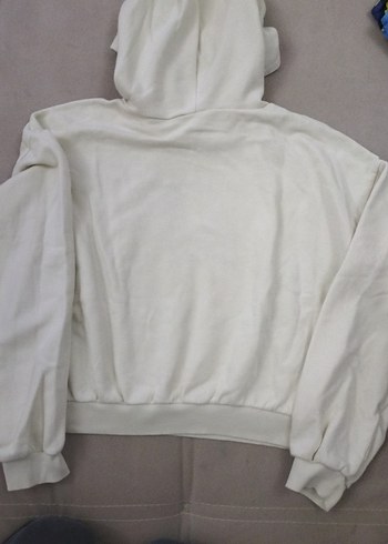 11-12 Yaş Beden beyaz Renk Kapüşonlu Nakışlı Kadın Sweatshirt