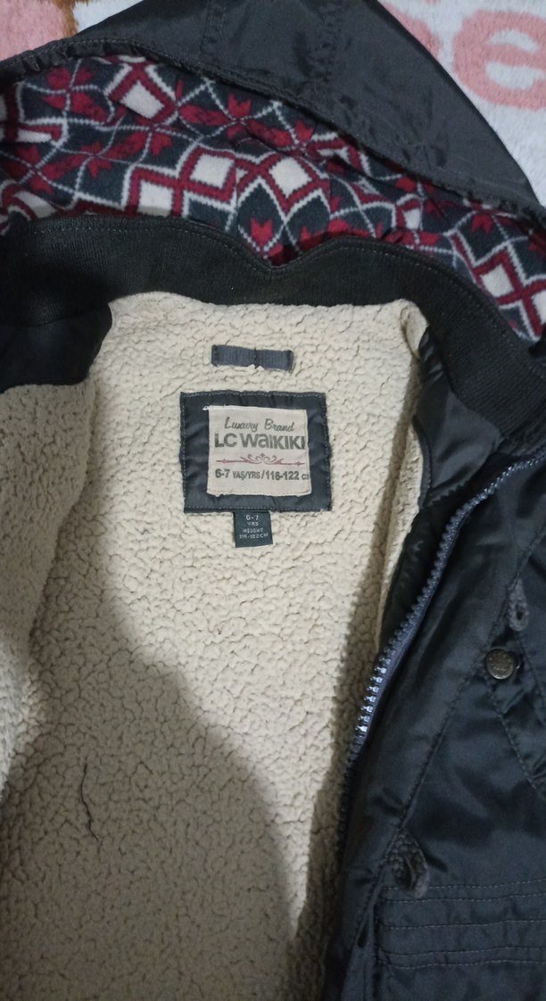 Erkek Çocuk haki Kürklü Street Wear Kaban - Görsel 2