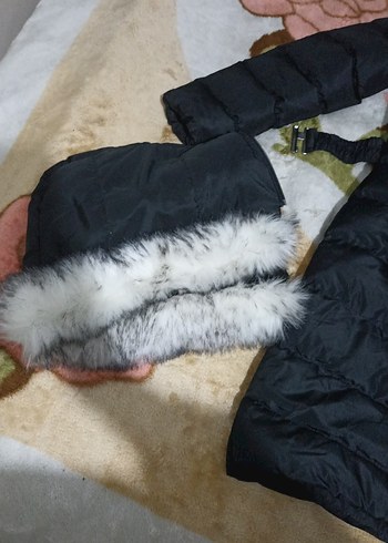 Siyah, Kürklü, Uzun Kadın Kışlık mont - Görsel 3