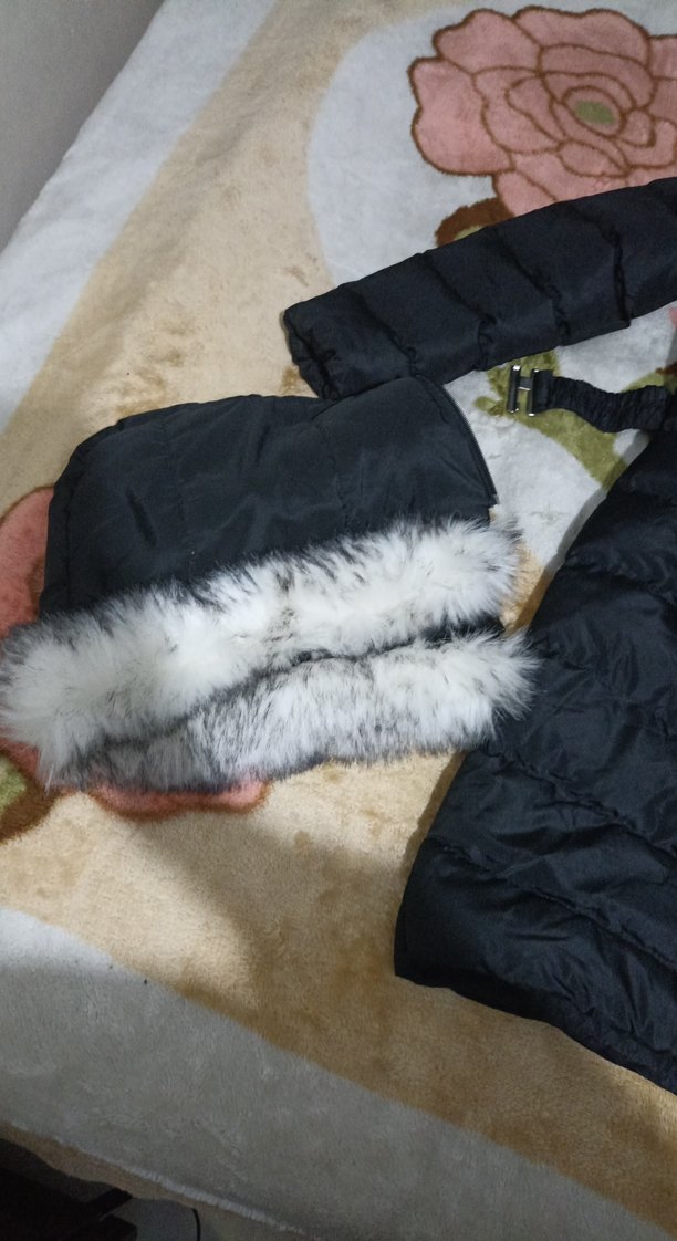 Siyah, Kürklü, Uzun Kadın Kışlık mont - Görsel 3