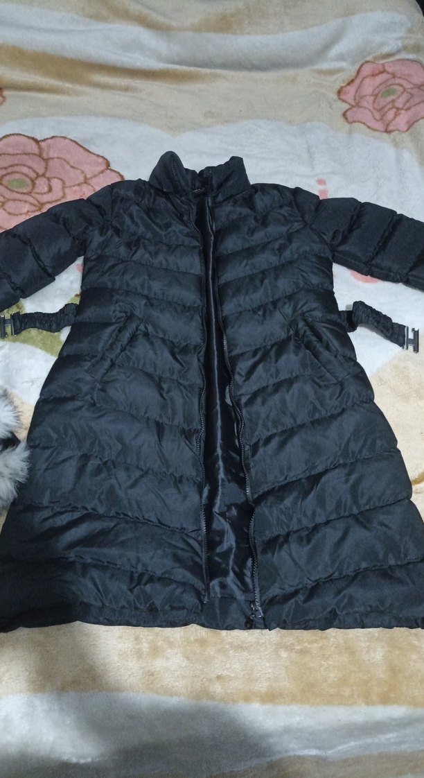 Siyah, Kürklü, Uzun Kadın Kışlık mont - Görsel 2